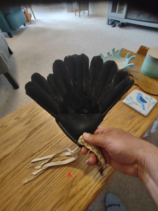 Crow Tail Feather Fan short
