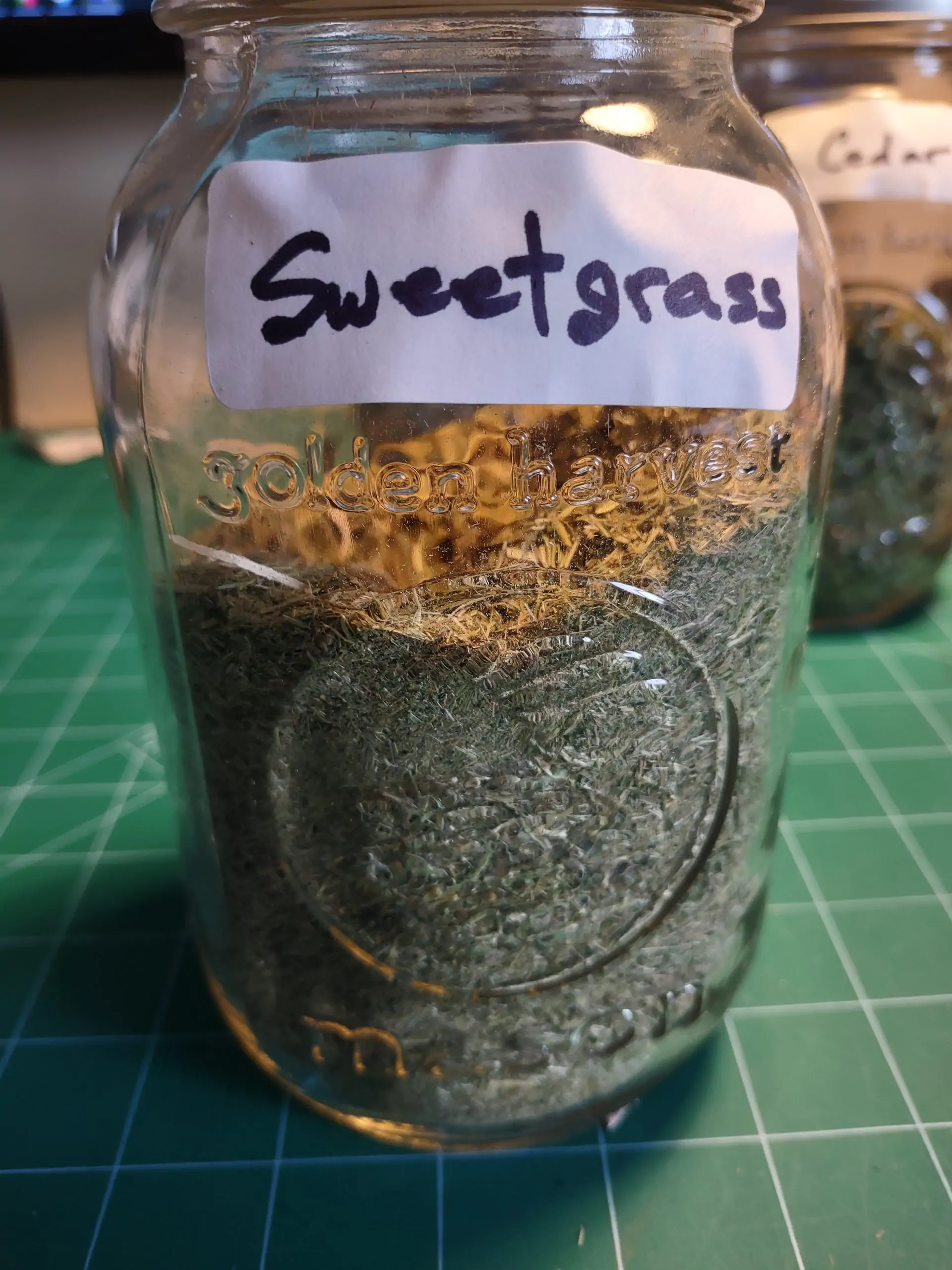 Medicine Pouch with Ground Sweetgrass, Sage or Cedar 7 ground sweetgrass