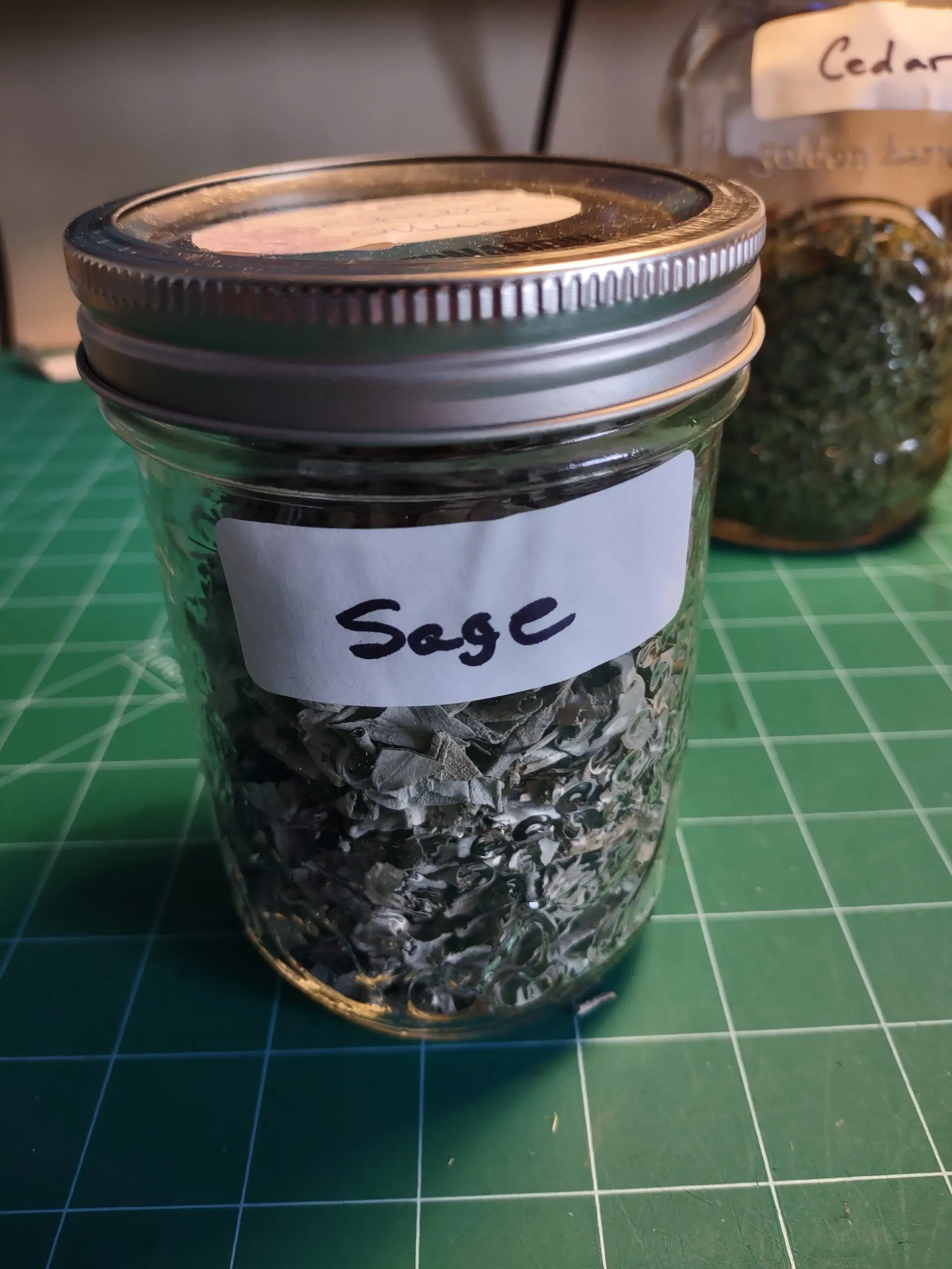 Medicine Pouch with Ground Sweetgrass, Sage or Cedar 9 sage pieces